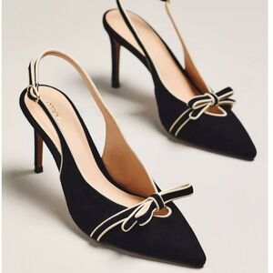 NWT Maeve Anthropologie  Bow Pointed-Toe Slingback Heels